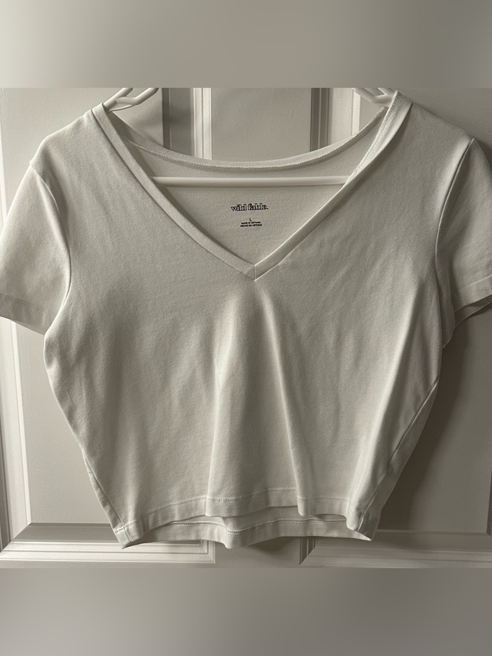 wild fable Cream V-Neck Crop Top